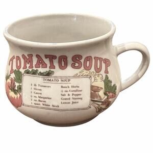 Vintage 1970s Tomato Soup Recipe Ceramic Bowl Mug